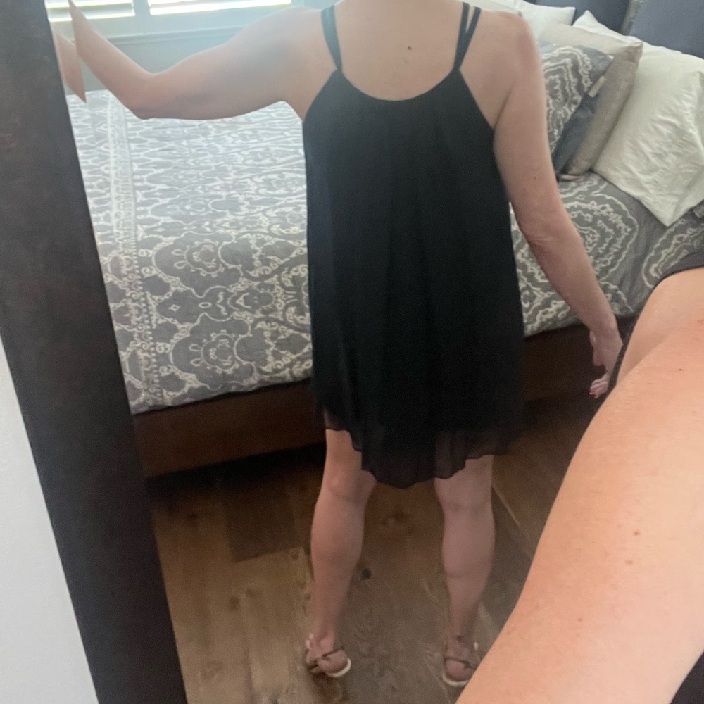 Made in Italy Angel Black Silk Mini Dress. OS. NWOT. - Picture 7 of 14